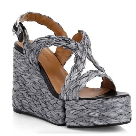 Robert Clergerie Shoes - Robert Clergerie Ally Raffia Platform Wedge Sandal Womens Size US 6.5